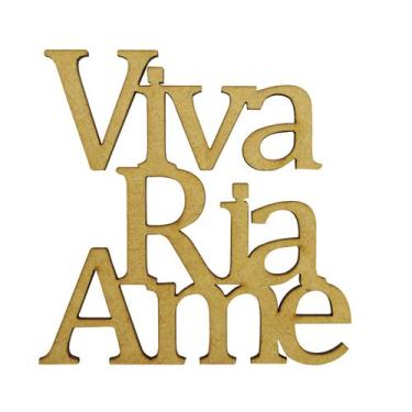Imagem de Aplique Frase Viva Ria Ame 10x10 MDF Cru Madeira - Atacadão do Artesan