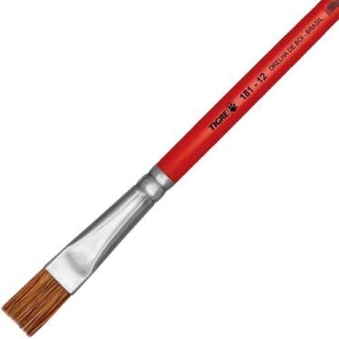 Imagem de Pincel Chato Reto Cerdas Orelha de Boi ref 181 Tam 12 Tigre