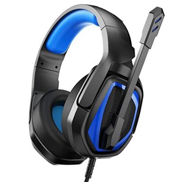 Imagem de Anivia Fone de ouvido para jogos MH602 para PC, PS5, PS4, Xbox One, Mac, laptop, fones de ouvido estéreo com fio e microfone com cancelamento de ruído, protetores auriculares de memória macia para