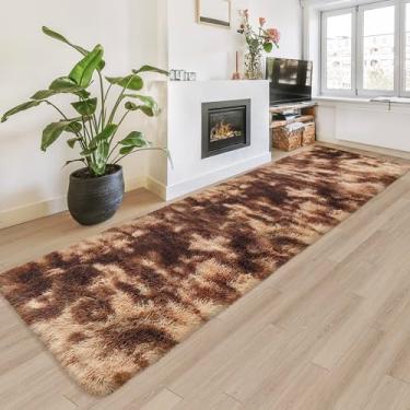 Imagem de JiaoBaba Tapete super macio e fofo para sala de estar, 6 x 2,4 m, tapete felpudo marrom tingido e peludo, lavável, antiderrapante, para quarto, cabeceira, berçário, meninas, meninos, dormitório,