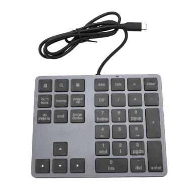 Imagem de Teclado Numérico Com Fio, Mini Fino de 34 Teclas Teclado Numérico USB C Externo Com 2 Portas USB 3.0 e 1 Porta Tipo C Plug and Play Teclado Numérico Portátil Recarregável