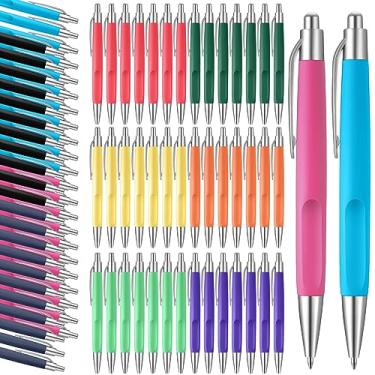 Imagem de Colarr 100 canetas esferográficas retráteis a granel canetas de chá de bebê tinta preta elegantes canetas fofas ponta média 0,7 mm para professor estudante escrevendo diário material escolar de escritório (colorido)