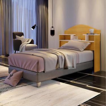 Imagem de Cabeceira Em Madeira Para Cama Box Solteiro Com Prateleiras Evelyn - C