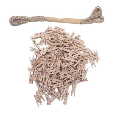 Imagem de Clipes Organizadores de Fotos, 200 Peças de Alfinetes Decorativos de Madeira, Mini Prendedores de Roupa de Madeira de Pinho, Alfinetes de Papel Fotográfico Rústico Com Fio de