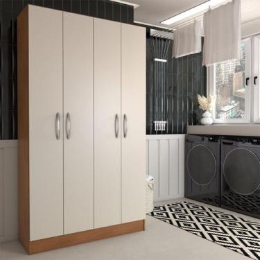 Imagem de Armário Multiuso Armazém 4 Portas 8 Prateleiras Freijó/Off White - Pan