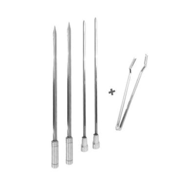 Imagem de Kit 4x Espetos Inox 50cm Espada, Coração E Pegador De Carn - INOX LAUR