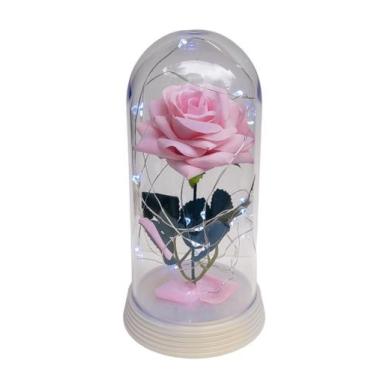 Imagem de Luminária A Rosa Encantada Salmão 20 Cm Base Pérola Frio - Amor Lindo