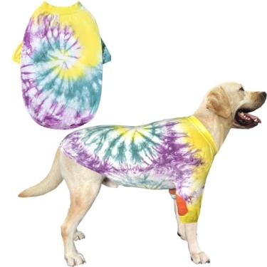Imagem de PriPre Camisetas de algodão coloridas roxas amarelas macias e elásticas para cães roupas de animais de estimação para cães extragrandes (2GG roxo)