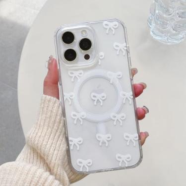 Imagem de QLTYPRI Capa magnética para iPhone 16 Pro Max compatível com MagSafe, capa protetora transparente à prova de choque para mulheres e meninas - branca