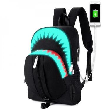 Imagem de Mochila Luminosa para Laptop com Design de Tubarão