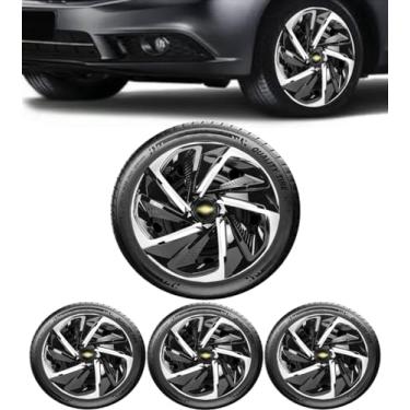 Imagem de Jogo Calota Nitro Preto/Prata Aro 14 (CHEV) Celta Corsa Classic Prisma Spin Agile Cobalt Sonic Montana Meriva