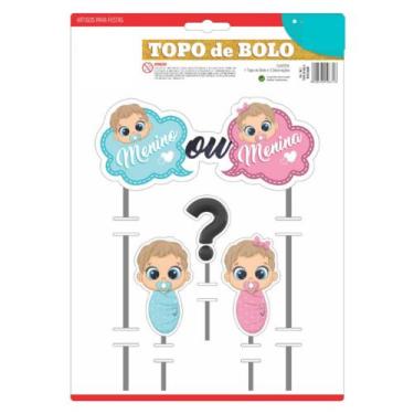 Imagem de Topo De Bolo Topper Para Bolo Infantil Topo para Bolo Chá Revelação - 