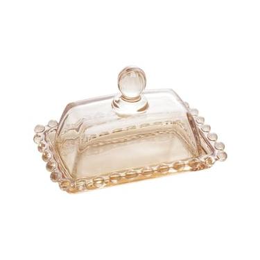 Imagem de Manteigueira Wolff Pearl em Cristal com Tampa Âmbar - 9 x 14 cm