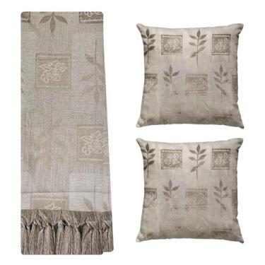 Imagem de Jogo Manta Xale para Sofá e Cama Artesanal Grande 2,80 x 2,50 com 2 Almofadas Cheias (PATCHWORK 72 CINZA E OFF WHITE)