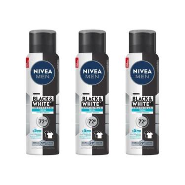 Imagem de Kit 3 Unidades Desodorante Aerosol Nivea Men Black & White Invisible F