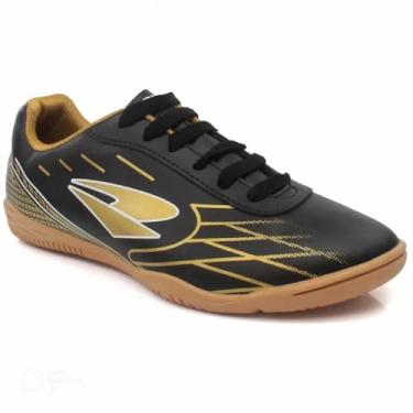 Imagem de Chuteira Infantil Futsal Dray Layt Masculino - Preto e Dourado - 35