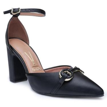 Imagem de Scarpin Vizzano Salto Grosso Detalhe Feminino - Preto - 35