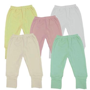 Imagem de Kit Roupa De Bebê 5 Peças Calça Mijão Suedine Liso Vira Pé - Koala Bab