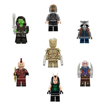 Imagem de Kit Bonecos Guardioes Da Galaxia Star Lord Groot Bloco De Montar