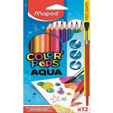 Imagem de Lápis De Cor 12 Cores Aquarelável Pincel De Madeira Maped