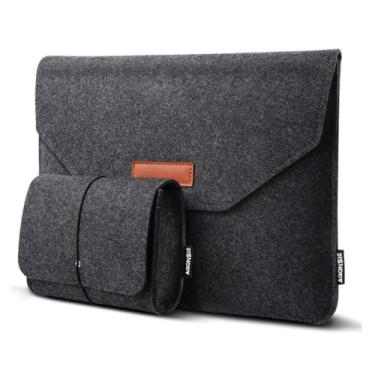 Imagem de Bolsa de feltro para laptop de 38.9 cm, 39.1 cm e 40.6 cm, capa protetora ultrafina para notebook, Microsoft, Chromebook Ultrabook, Apple MacBook Air Pro de 15 polegadas (cinza escuro, 39.6 cm)