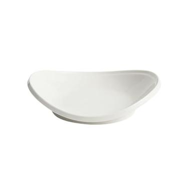 Imagem de Prato de jantar ocidental de cerâmica doméstica, prato simples em forma de barco branco puro de hotel - 25 cm