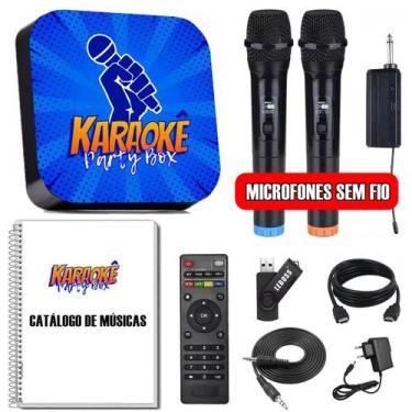 Imagem de Karaoke Party Box Azul 2 Microfones Sem Fio de 2000 Músicas Catalogo E