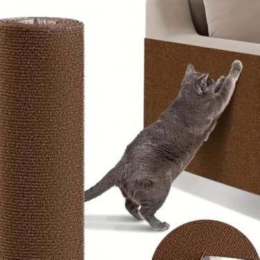 Imagem de Protetor Arranhador Adesivo para Gatos Carpete Arranhador 30x200cm, Protetor de Móveis e Sofá Marrom