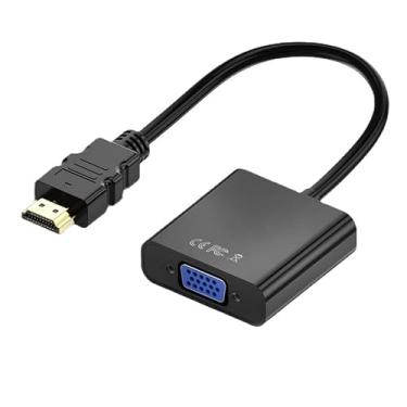 Imagem de GXMRHWY Cabo de conversão de alta definição HDMI para VGA com célula EP94Z1E para laptop, monitor, projetor, DVD, 20 cm (preto, HDMI/VGA)