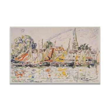 Imagem de Barcos Pescadores Impressão de Arte de Parede Pôster Pontilhismo Pintura Romântica Tela Decoração de Parede Famosa Reprodução de Pintura 95 x 60 cm