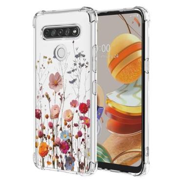 Imagem de RRXSYXL Capa para LG K61, LG Q61 com estampa floral transparente, capa macia à prova de choque para LG K61, LG Q61, linda flor
