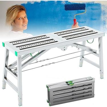Imagem de Plataforma de trabalho portátil dobrável plataforma de andaime escada com pés antiderrapantes, equipamento de torre resistente e multiuso
