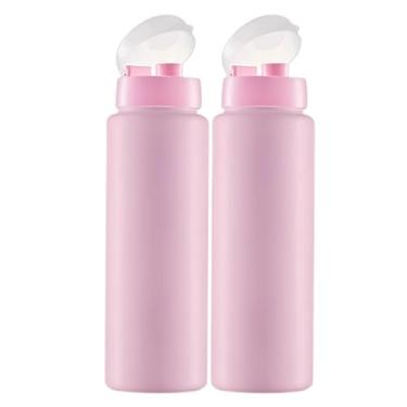 Imagem de Kit 2 Garrafinhas De Agua Squeeze infantil 750ml Esporte Escritório Escola Personalizado Diversos (ROSA)