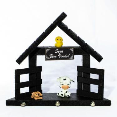 Imagem de Porta Chaves Com Ganchos Porteira Entrada Fazenda Artesanal - Full Eco