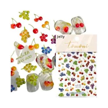 Imagem de Adesivos de Unha 5D em Gelatina - Design de Maçã Verde e Vermelha, sen