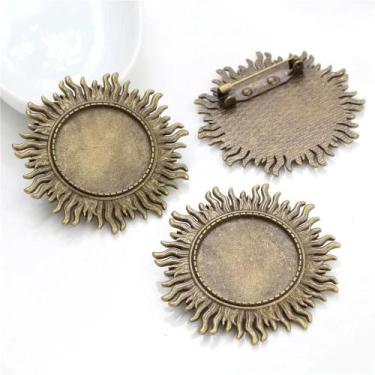 Imagem de Broche de Bronze Banhado a Prata - Estilo Folhas - 5 Peças com Base pa
