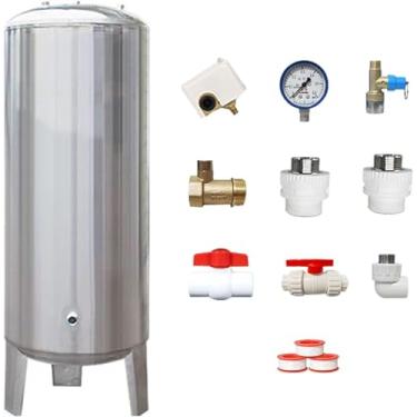 Imagem de Tanque de pressão do poço, 15 25 40 50 65 80 Gal Tanques de pressão de água em aço inoxidável para bomba de poço, recipientes para bexiga de água pressurizada vertical com kit de montagem, 2