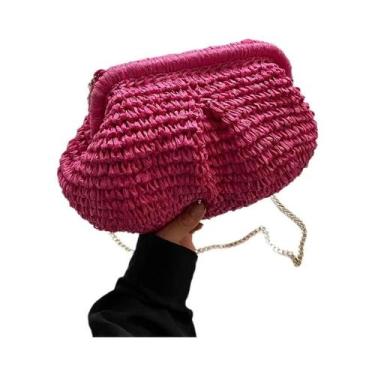 Imagem de Bolsa Crossbody de Palha Trançada - Bolsa de Ombro Elegante e Casual p