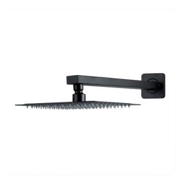 Imagem de Ducha Chuveiro Preto Inox 20x20 Com Braço 30cm - zrz