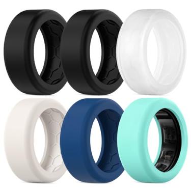 Imagem de Pacote com 6 capas compatíveis com Samsung Galaxy Ring, protetor de anel de silicone elástico antiarranhões para malhar na academia