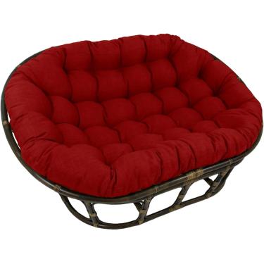 Imagem de Almofada Dupla Para Cadeira Papasan, 67x47 Polegadas Redondas Engrossadas Rattan Resistentes à Cor Almofadas De Cadeira De Balanço De Ovo De Vime Almofadas De Piso Para Anima, Burgundy