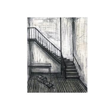 Imagem de Bernaard Bufffet Pinturas famosas decoração-Escadaria-Abstrato Impressão Lona para Sala de Estar 70x90cm27x35in Sem Moldura