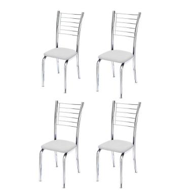 Imagem de Kit 4 Cadeiras Iara Cromada Para Cozinha Branco