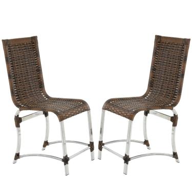 Imagem de 2 Cadeiras De Jantar Em Alumínio Polido E Fibra Sintética