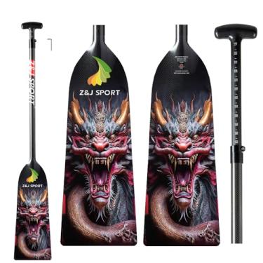 Imagem de Z&J SPORT Pá de barco dragão ajustável, remo de fibra de carbono aprovado pela IDBF, remo gráfico de dragão com ajustador para corrida de barco de dragão com alça em T ajustável (LON11)
