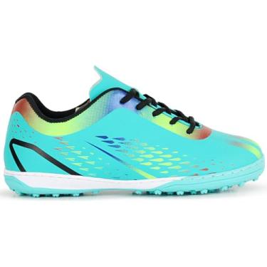 Imagem de Chuteira Society Unissex Colorida com Design Esportivo Leve e Resistente (Azul, BR, Adulto, Numérico, M, 43)