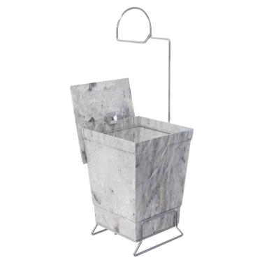 Imagem de Lixeira Com Suporte De Papel Higiênico - Stolf Mármore Branco