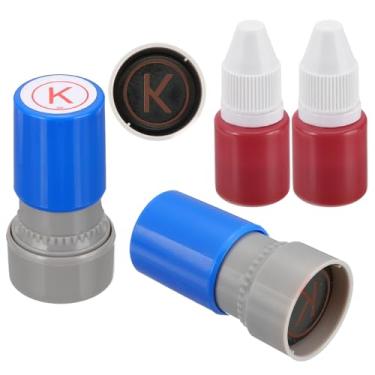 Imagem de PATIKIL Carimbos de letras, autotinta, 2 peças, alfabeto K, personagem, professor, tinta, refil de tinta para caderno de aula, scrapbook, artesanato, azul