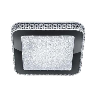 Imagem de Lustre Plafon LED 12W Prata Espelhado 28x28cm Gemini Luz Branco Frio 6500K – Bivolt – Para Teto de Gesso ou PVC Opus Led