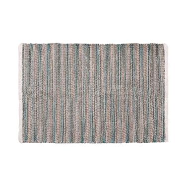 Imagem de Hausattire Tapete de juta tecido à mão 6 x 7 cm - azul-petróleo, tapetes de entrada Boho reversíveis para cozinha, sala de estar, tapete de porta de pátio | Tapete rústico decorativo para casa de